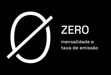 Ilustração com o texto: zero mensalidade e taxa de emissão